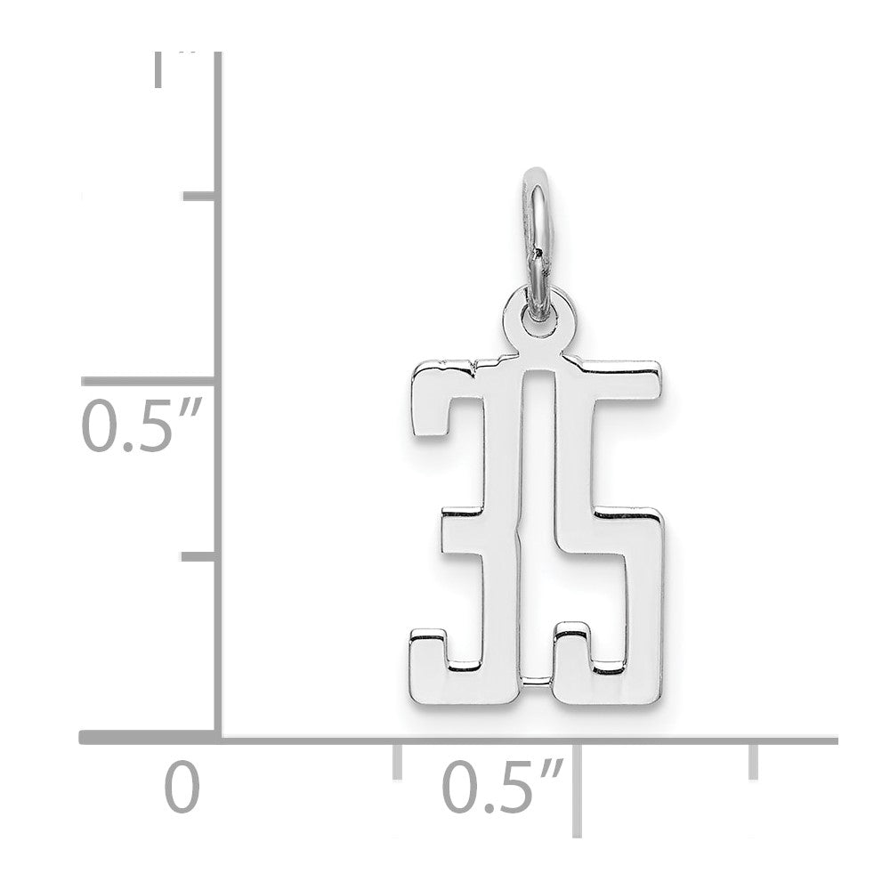 Sterling Silver Silver/Rhodium-Plated Elongated Number 35 Charm