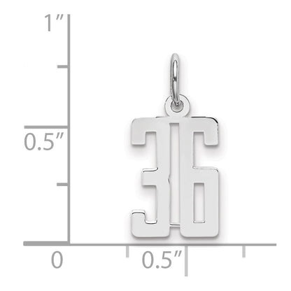 Sterling Silver Silver/Rhodium-Plated Elongated Number 36 Charm