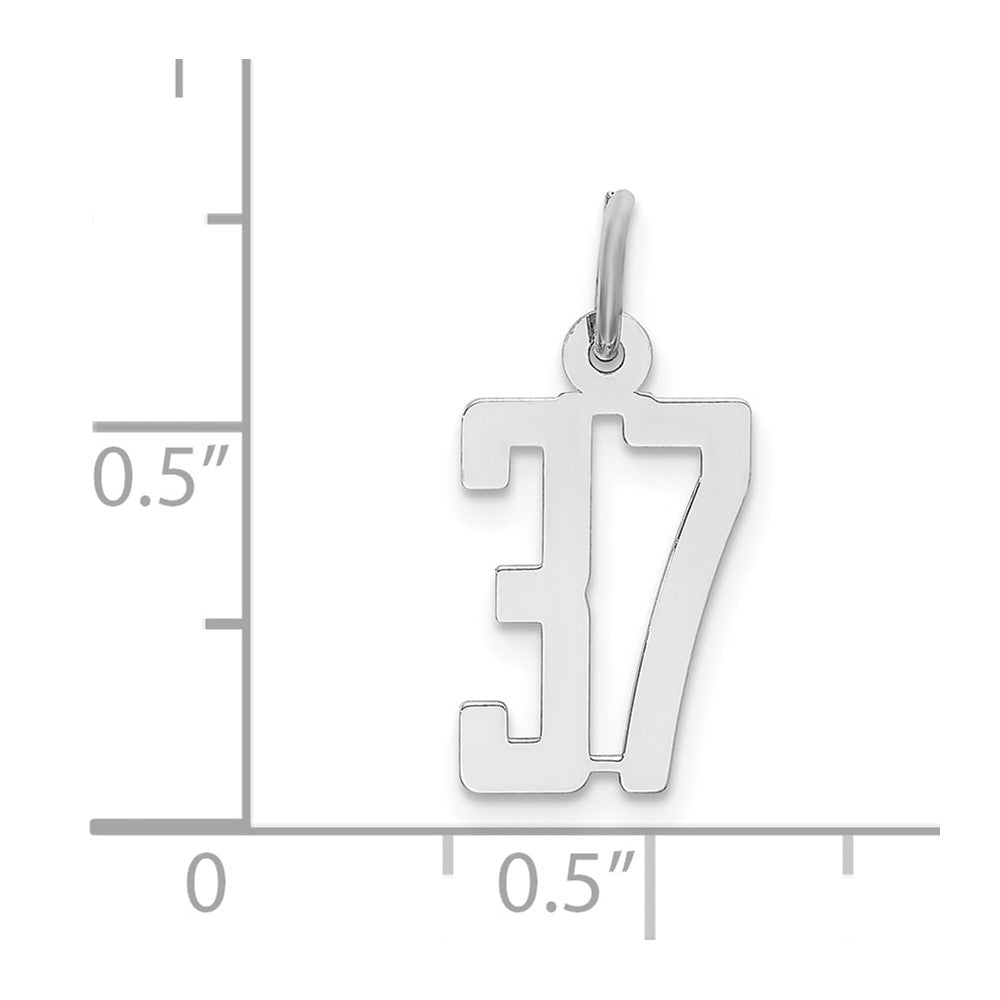 Sterling Silver Silver/Rhodium-Plated Elongated Number 37 Charm