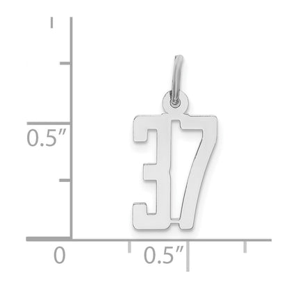 Sterling Silver Silver/Rhodium-Plated Elongated Number 37 Charm