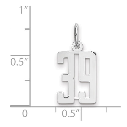 Sterling Silver Silver/Rhodium-Plated Elongated Number 39 Charm