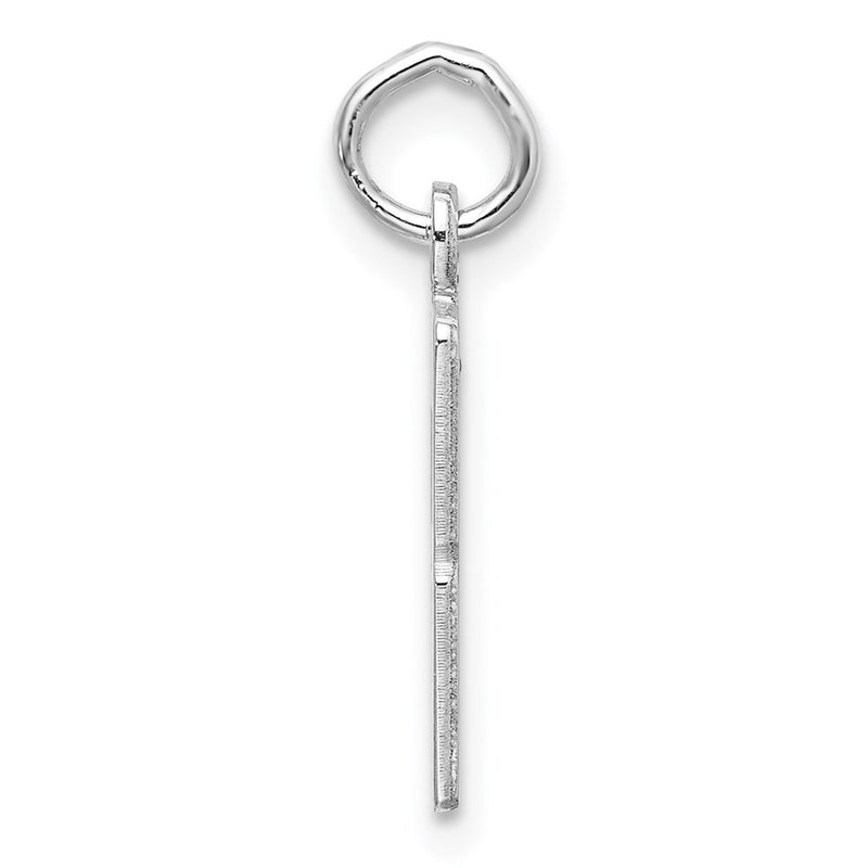Sterling Silver Silver/Rhodium-Plated Elongated Number 43 Charm