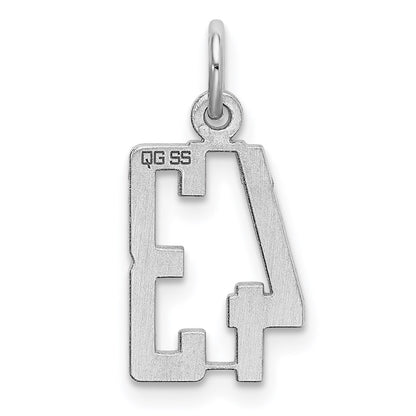 Sterling Silver Silver/Rhodium-Plated Elongated Number 43 Charm