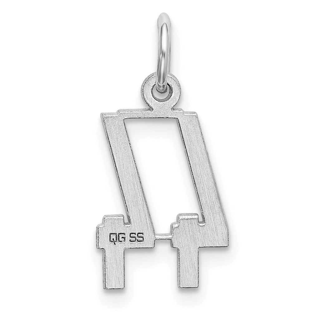 Sterling Silver Silver/Rhodium-Plated Elongated Number 44 Charm
