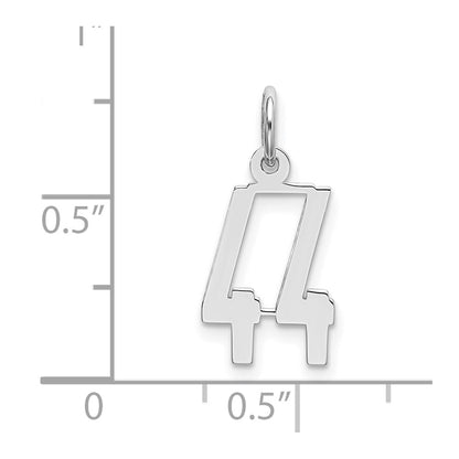 Sterling Silver Silver/Rhodium-Plated Elongated Number 44 Charm