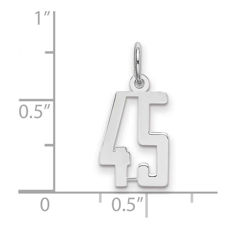 Sterling Silver Silver/Rhodium-Plated Elongated Number 45 Charm