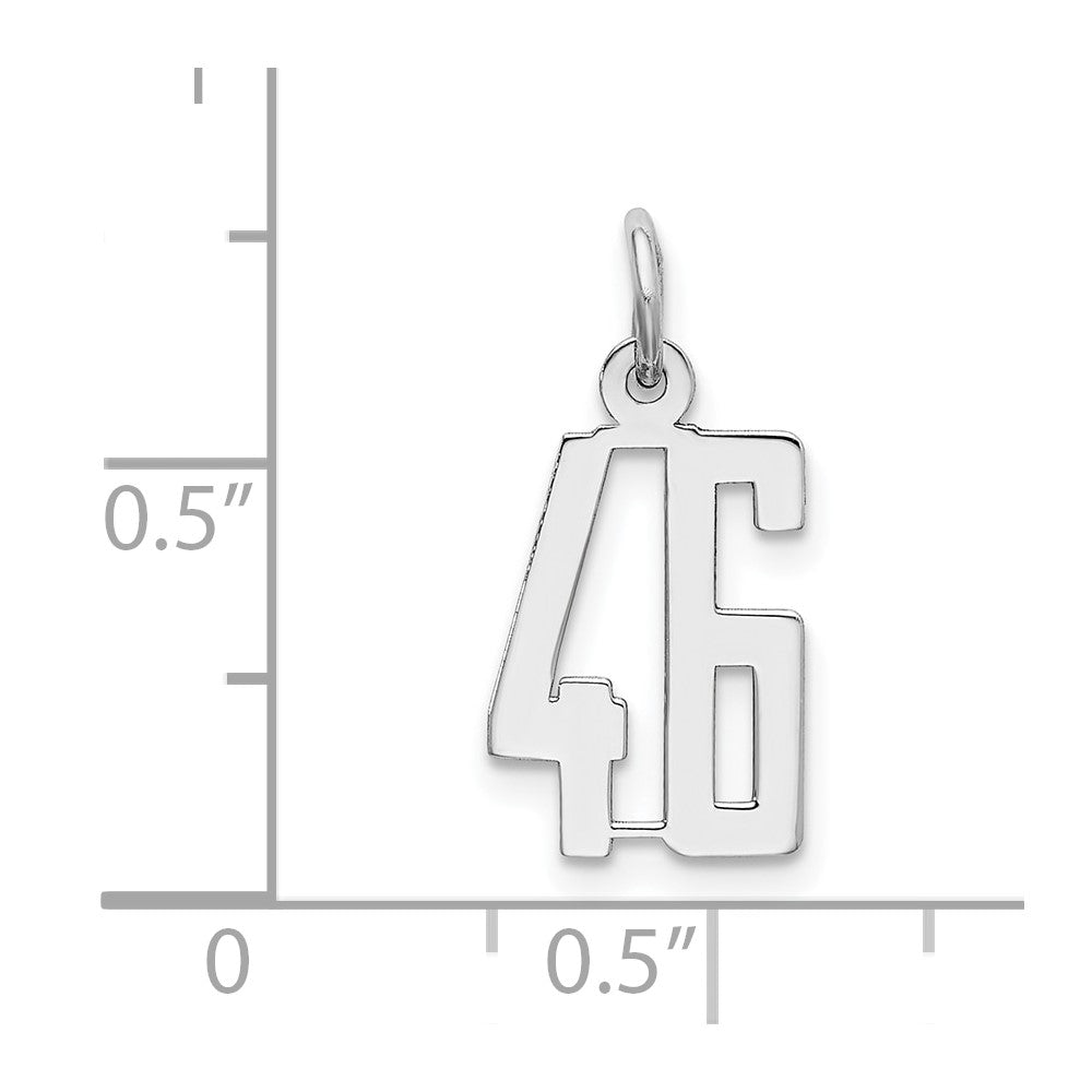 Sterling Silver Silver/Rhodium-Plated Elongated Number 46 Charm
