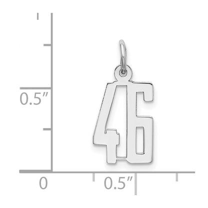 Sterling Silver Silver/Rhodium-Plated Elongated Number 46 Charm