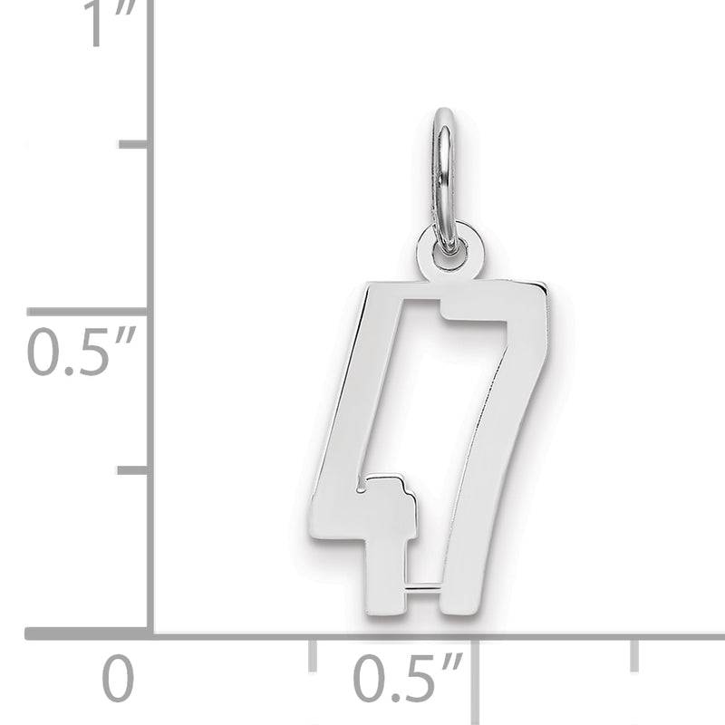 Sterling Silver Silver/Rhodium-Plated Elongated Number 47 Charm