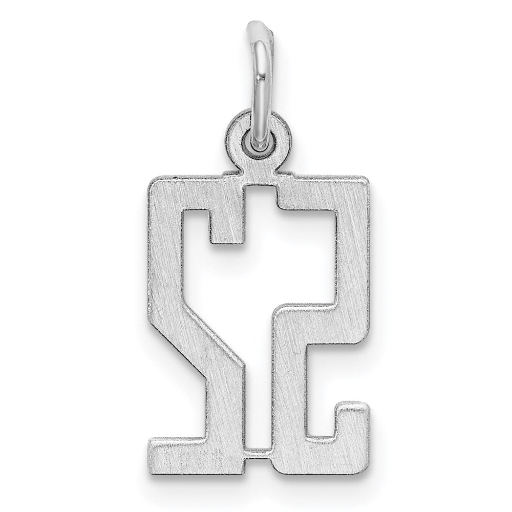 Sterling Silver Silver/Rhodium-Plated Elongated Number 52 Charm