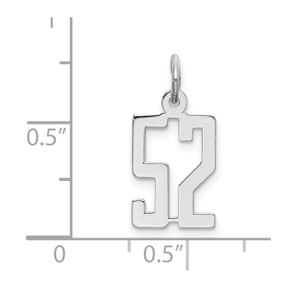 Sterling Silver Silver/Rhodium-Plated Elongated Number 52 Charm
