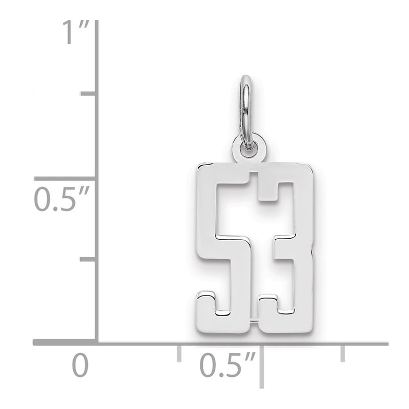 Sterling Silver Silver/Rhodium-Plated Elongated Number 53 Charm
