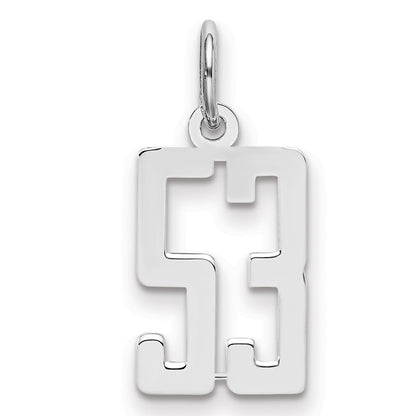 Sterling Silver Silver/Rhodium-Plated Elongated Number 53 Charm
