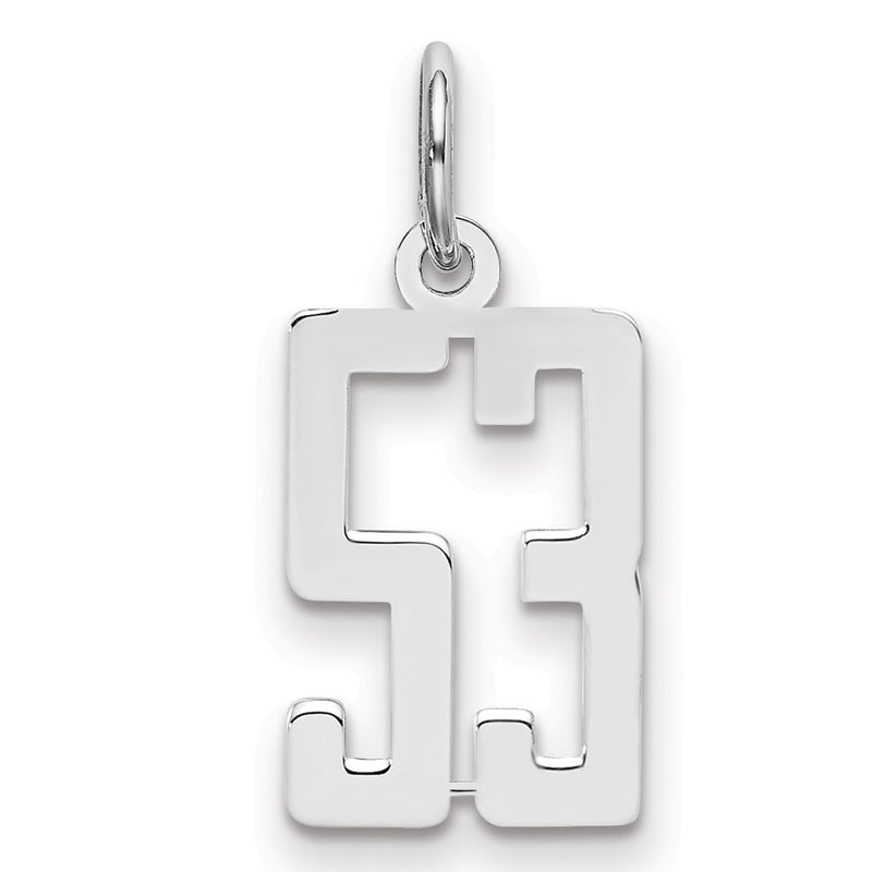 Sterling Silver Silver/Rhodium-Plated Elongated Number 53 Charm