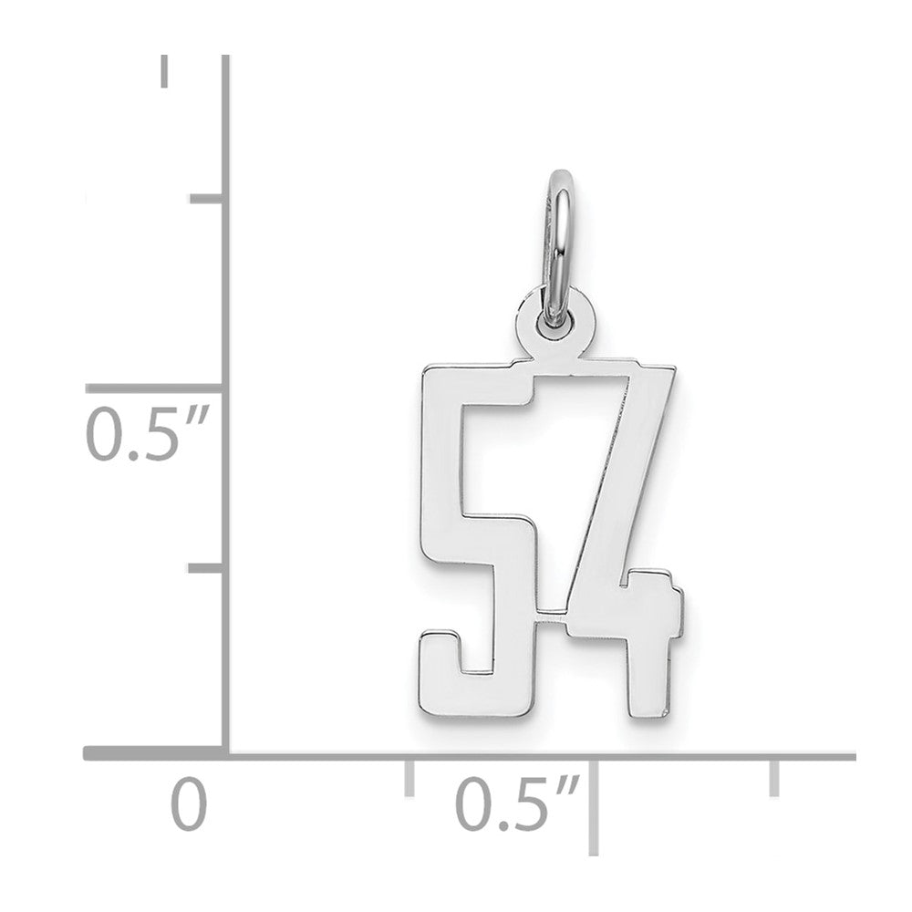 Sterling Silver Silver/Rhodium-Plated Elongated Number 54 Charm