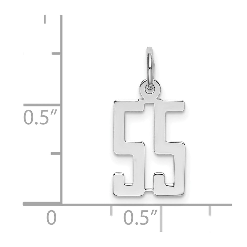 Sterling Silver Silver/Rhodium-Plated Elongated Number 55 Charm