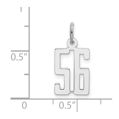 Sterling Silver Silver/Rhodium-Plated Elongated Number 56 Charm