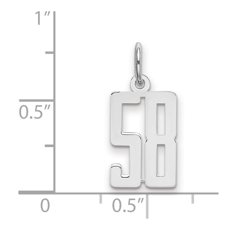 Sterling Silver Silver/Rhodium-Plated Elongated Number 58 Charm
