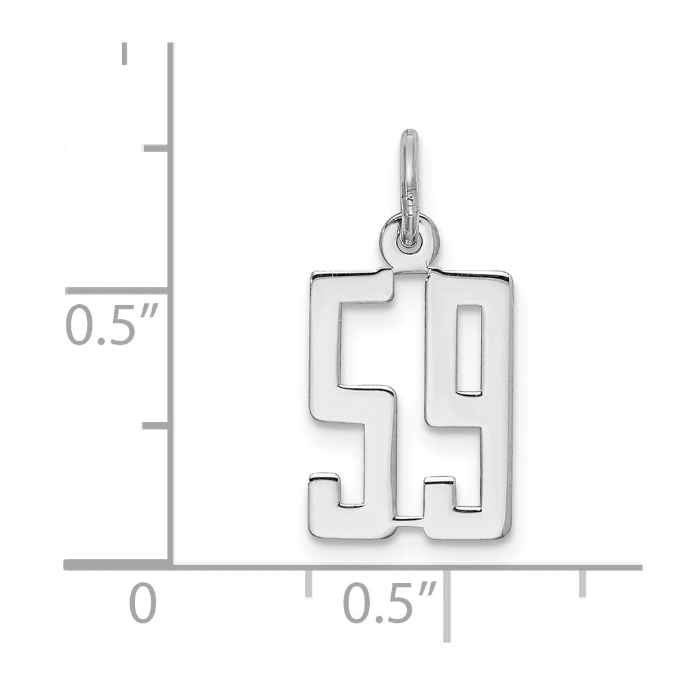 Sterling Silver Silver/Rhodium-Plated Elongated Number 59 Charm