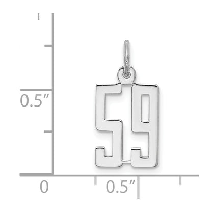 Sterling Silver Silver/Rhodium-Plated Elongated Number 59 Charm