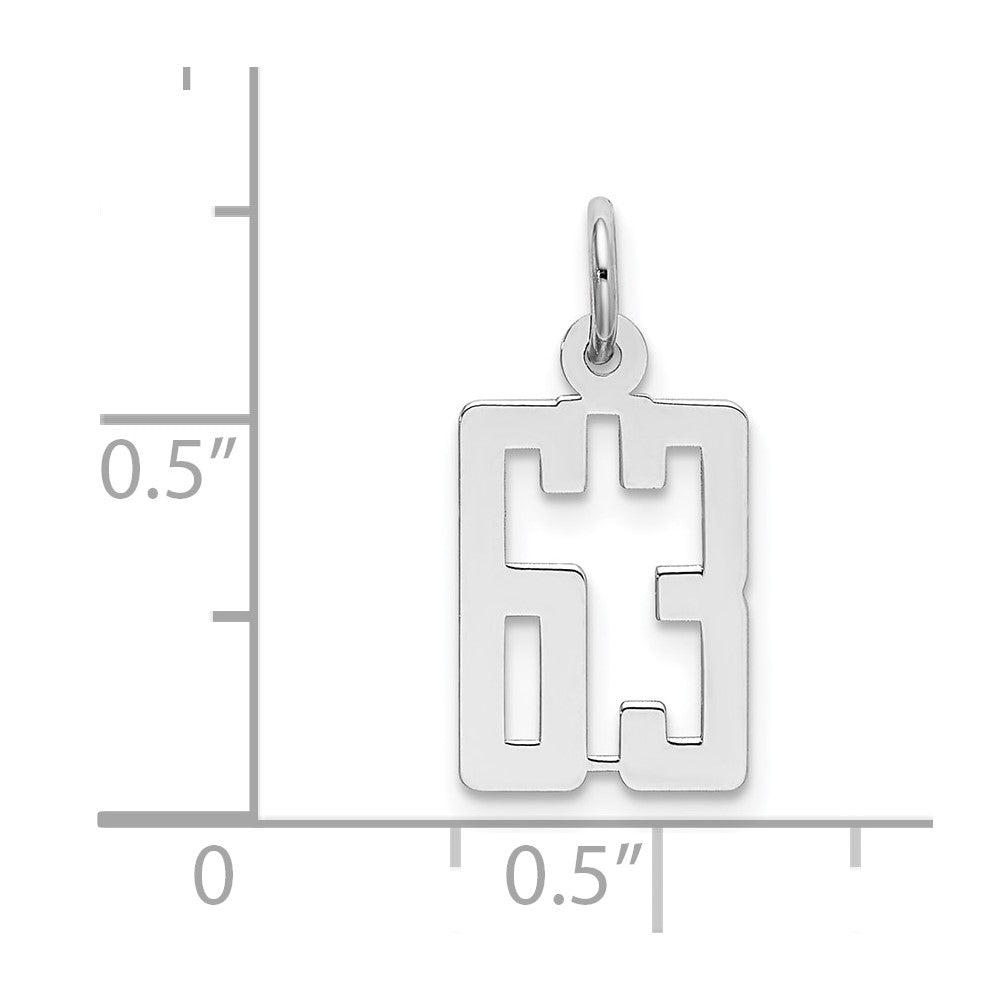 Sterling Silver Silver/Rhodium-Plated Elongated Number 63 Charm