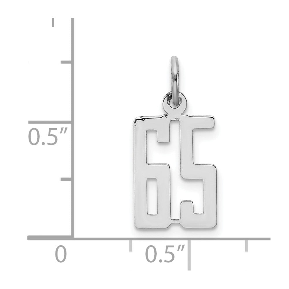 Sterling Silver Silver/Rhodium-Plated Elongated Number 65 Charm