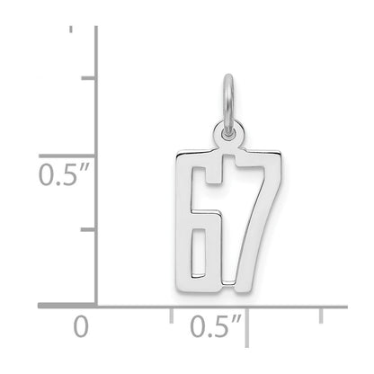 Sterling Silver Silver/Rhodium-Plated Elongated Number 67 Charm