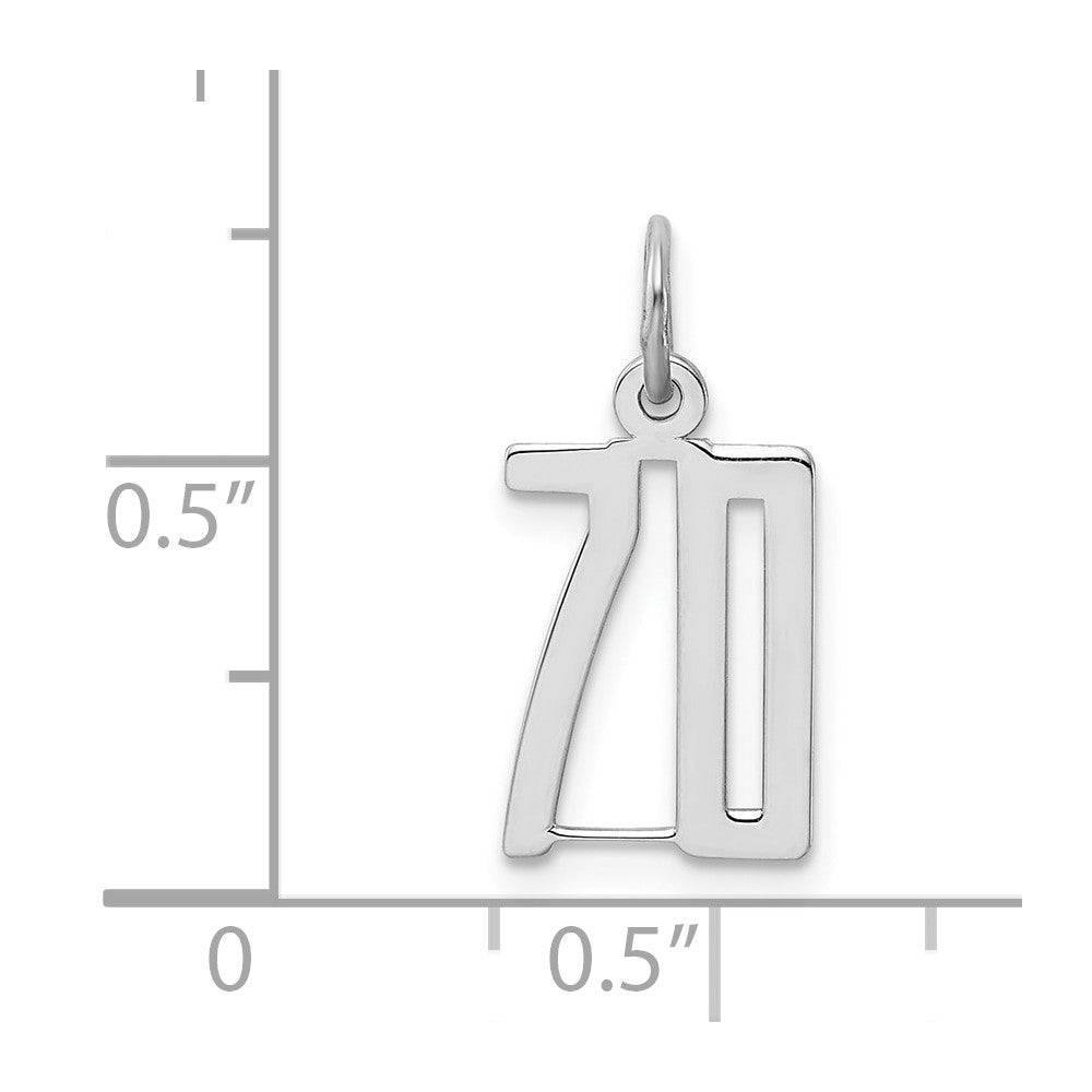 Sterling Silver Silver/Rhodium-Plated Elongated Number 70 Charm