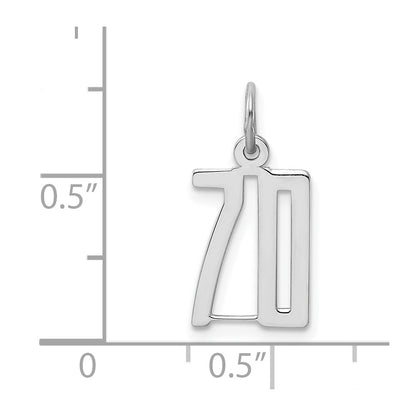 Sterling Silver Silver/Rhodium-Plated Elongated Number 70 Charm
