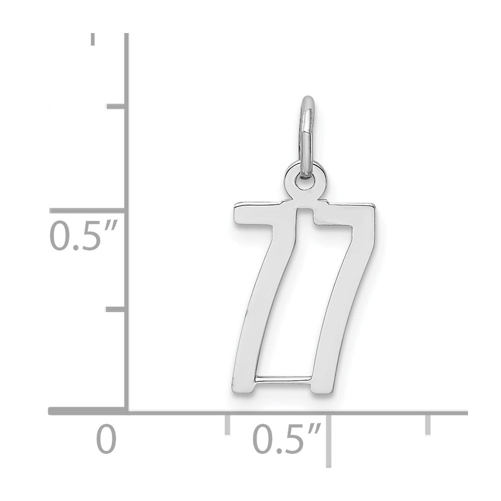 Sterling Silver Silver/Rhodium-Plated Elongated Number 77 Charm