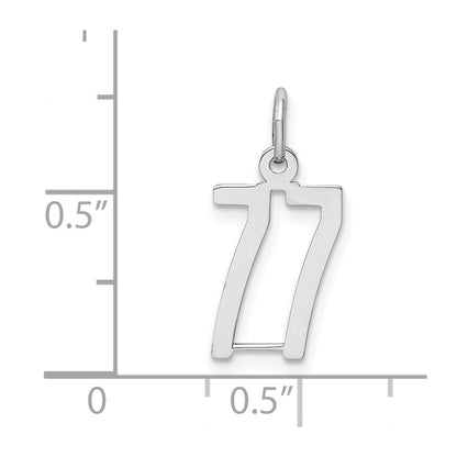 Sterling Silver Silver/Rhodium-Plated Elongated Number 77 Charm