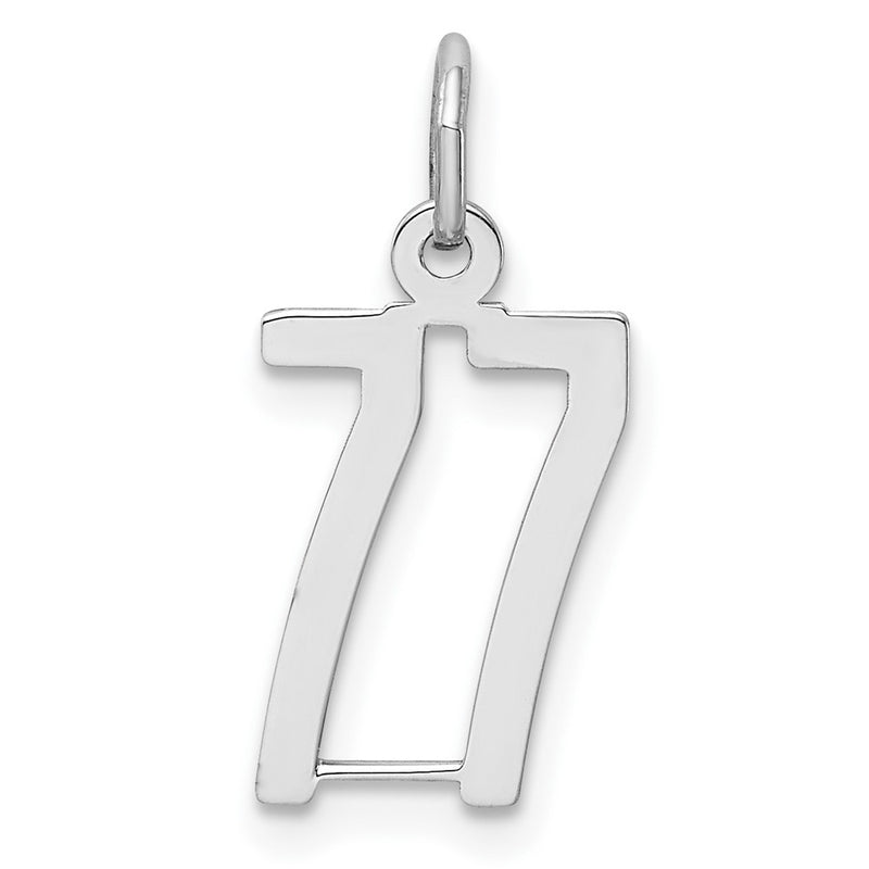 Sterling Silver Silver/Rhodium-Plated Elongated Number 77 Charm