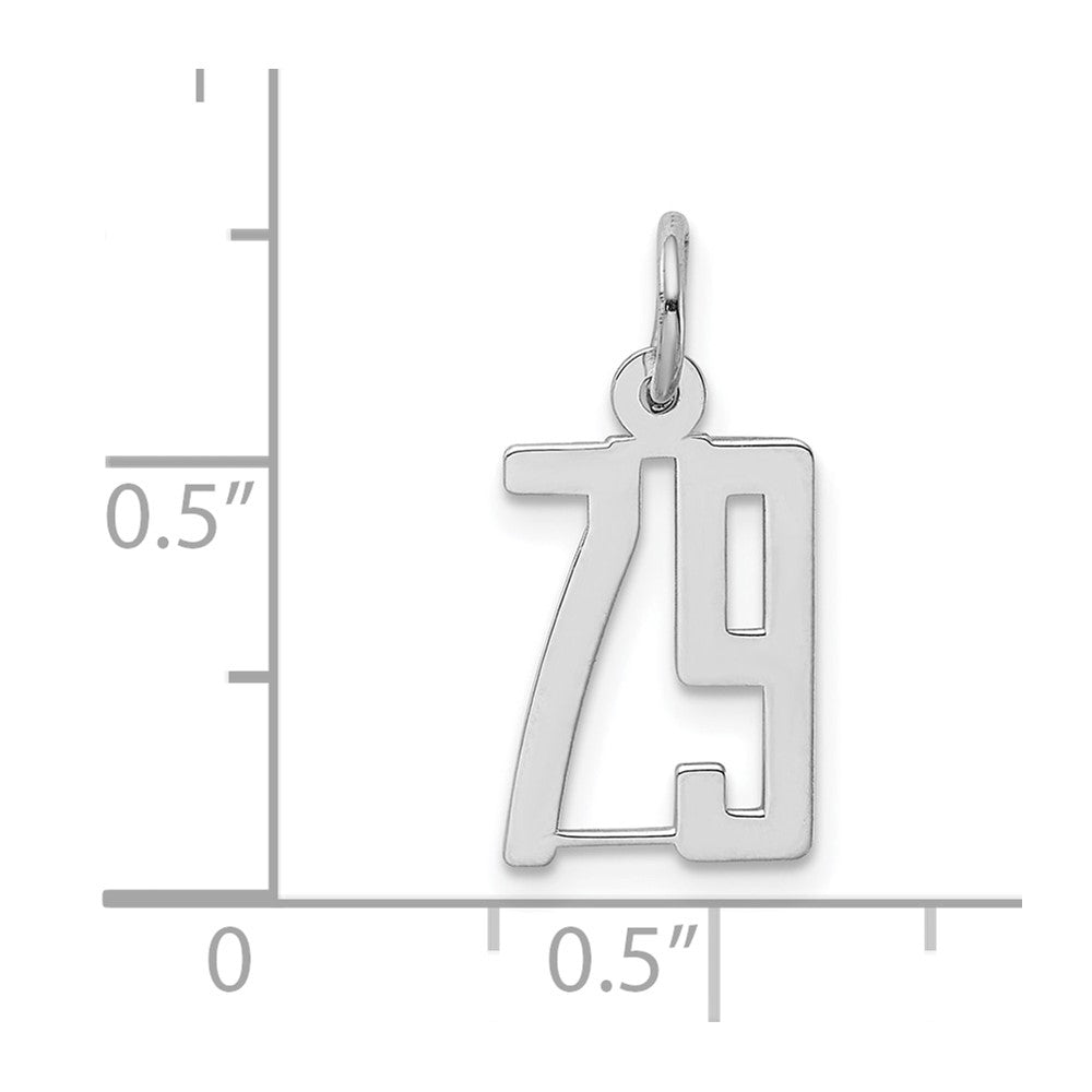 Sterling Silver Silver/Rhodium-Plated Elongated Number 79 Charm
