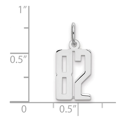 Sterling Silver Silver/Rhodium-Plated Elongated Number 82 Charm