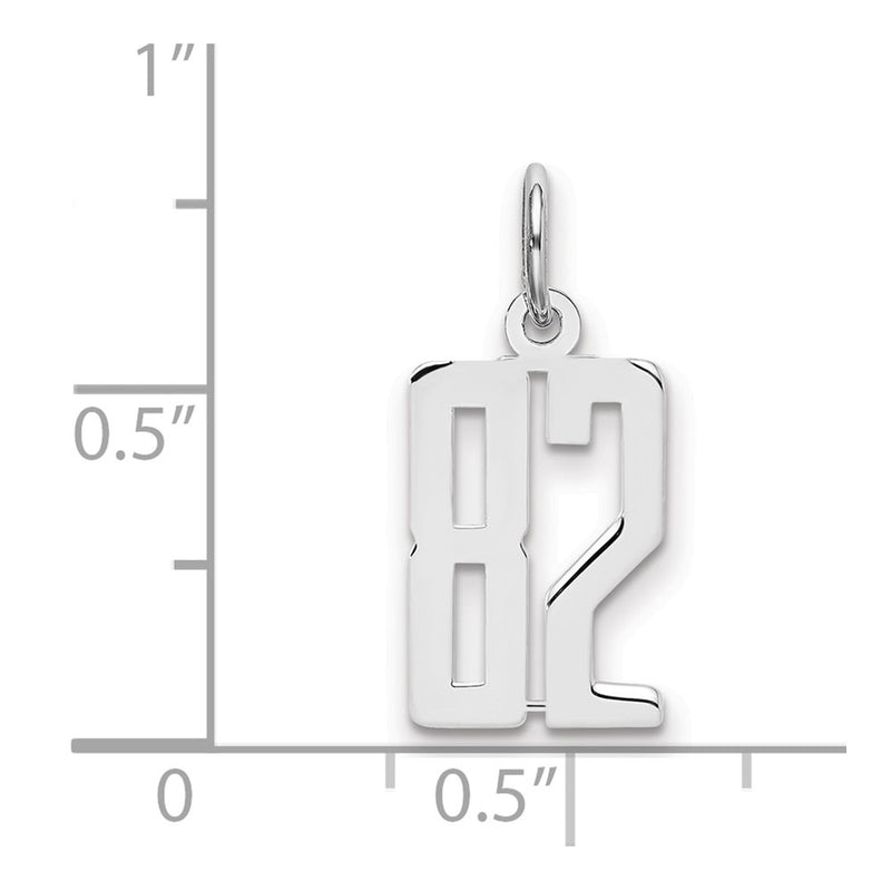 Sterling Silver Silver/Rhodium-Plated Elongated Number 82 Charm