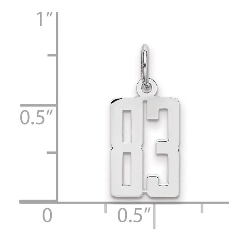 Sterling Silver Silver/Rhodium-Plated Elongated Number 83 Charm
