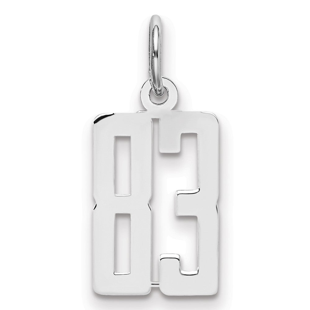 Sterling Silver Silver/Rhodium-Plated Elongated Number 83 Charm