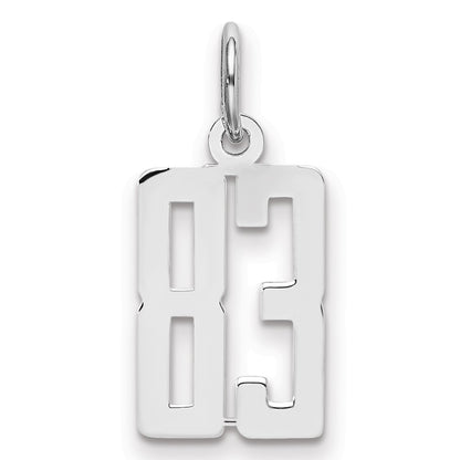 Sterling Silver Silver/Rhodium-Plated Elongated Number 83 Charm