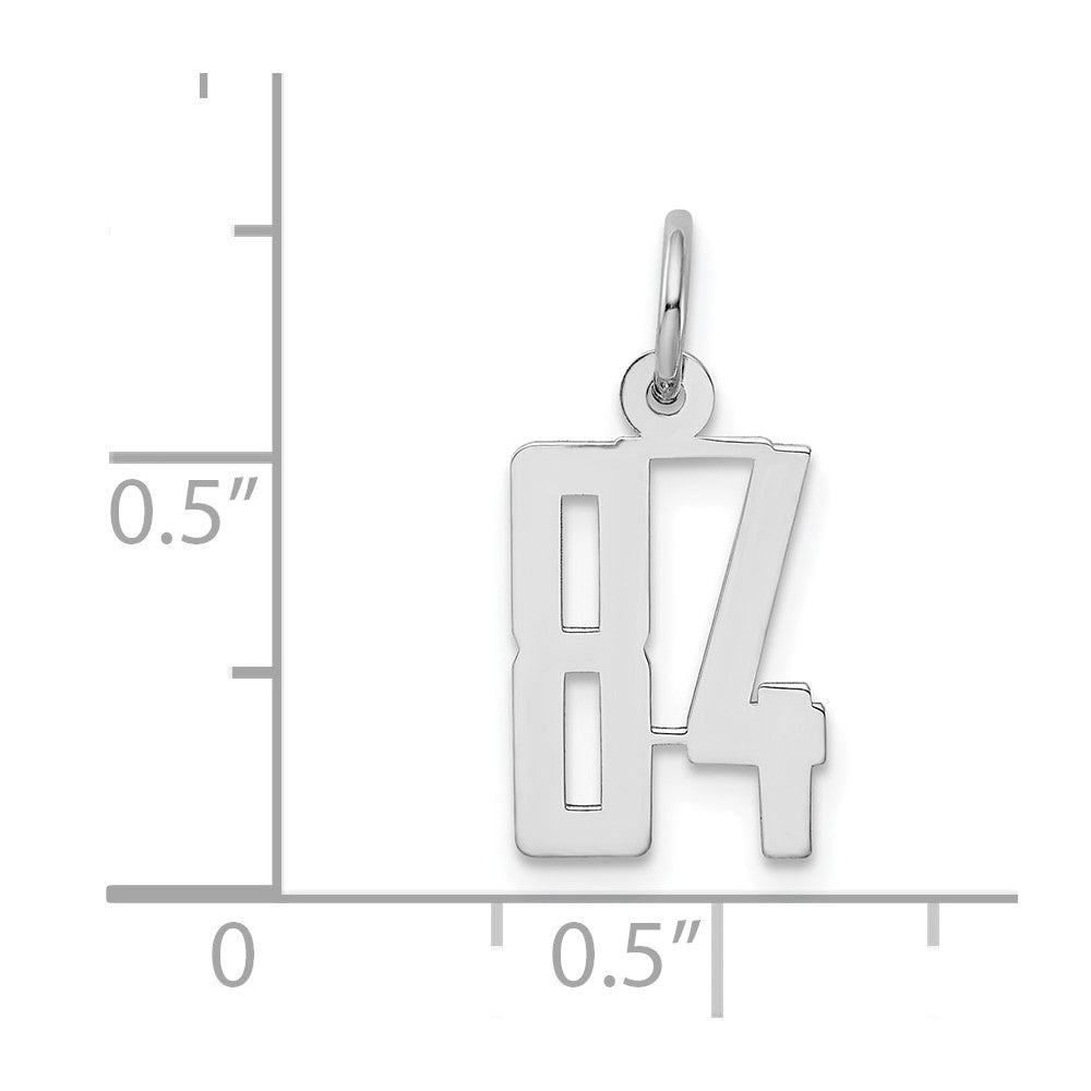 Sterling Silver Silver/Rhodium-Plated Elongated Number 84 Charm