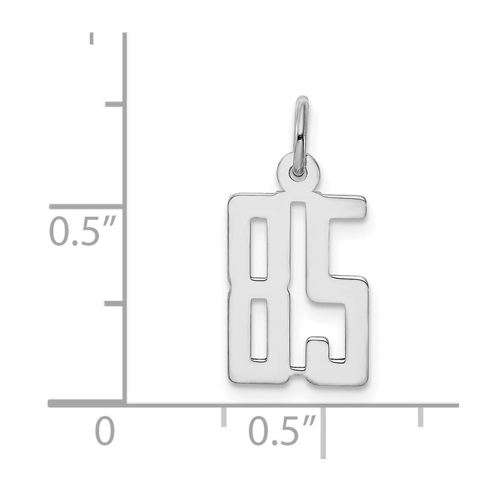 Sterling Silver Silver/Rhodium-Plated Elongated Number 85 Charm