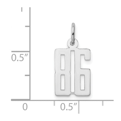 Sterling Silver Silver/Rhodium-Plated Elongated Number 86 Charm