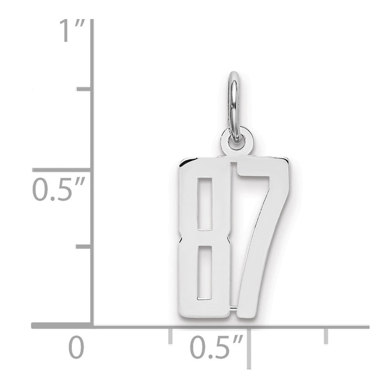 Sterling Silver Silver/Rhodium-Plated Elongated Number 87 Charm