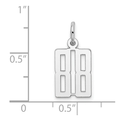 Sterling Silver Silver/Rhodium-Plated Elongated Number 88 Charm