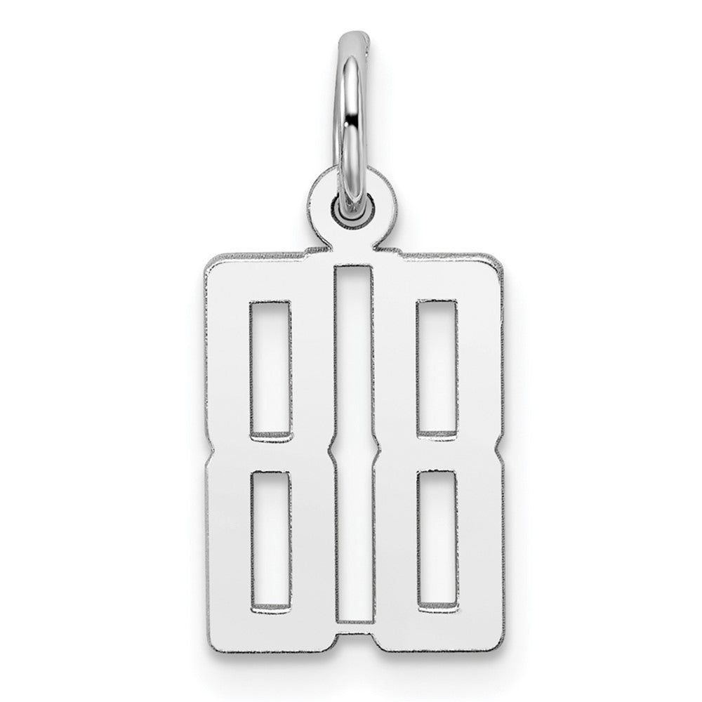 Sterling Silver Silver/Rhodium-Plated Elongated Number 88 Charm