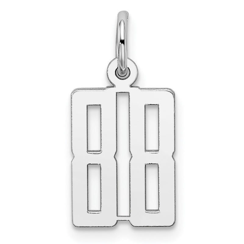Sterling Silver Silver/Rhodium-Plated Elongated Number 88 Charm