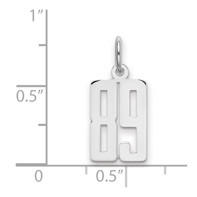 Sterling Silver Silver/Rhodium-Plated Elongated Number 89 Charm