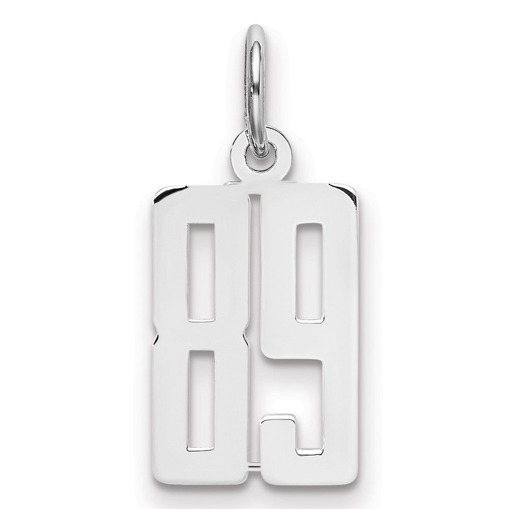 Sterling Silver Silver/Rhodium-Plated Elongated Number 89 Charm