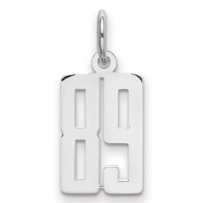 Sterling Silver Silver/Rhodium-Plated Elongated Number 89 Charm