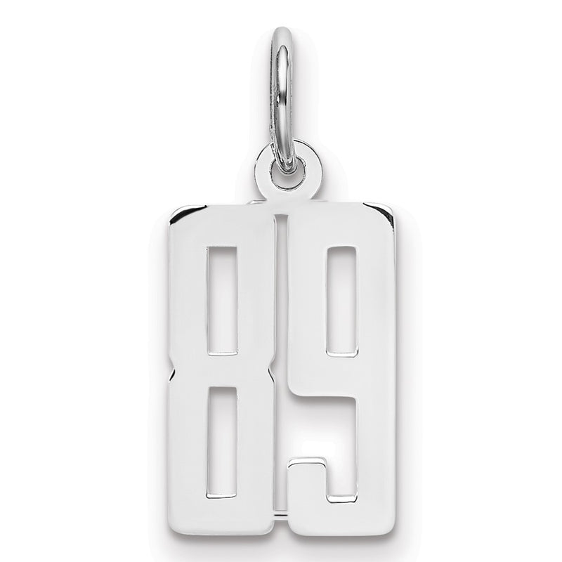 Sterling Silver Silver/Rhodium-Plated Elongated Number 89 Charm