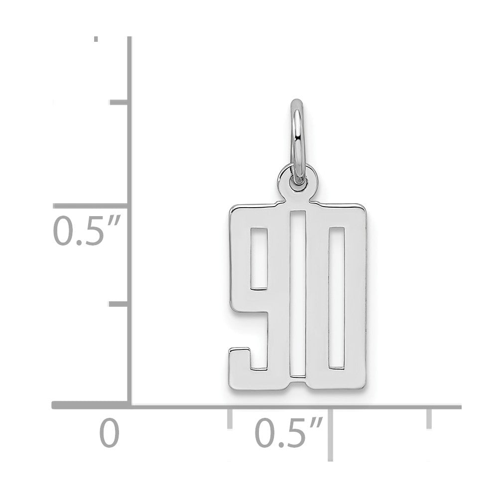 Sterling Silver Silver/Rhodium-Plated Elongated Number 90 Charm
